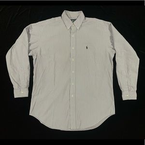 Ralph Lauren blue & white striped collared button-down shirt